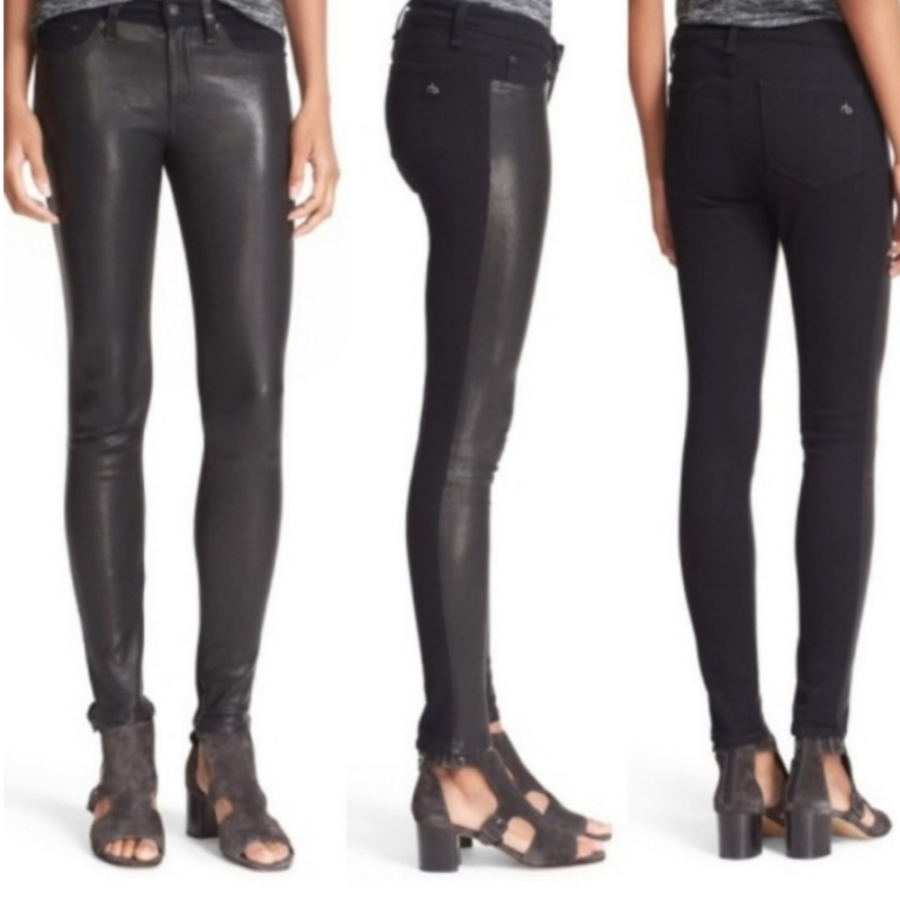 Rag & Bone Hyde Leather Front Skinny Jeans